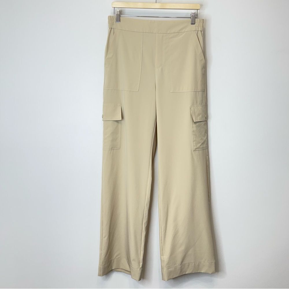 Lou & Grey Tan Wanderweave Wide Leg Cargo Pant Pull On Women's Size M